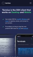 How termius.com looks like on a mobile device such as an iPhone.