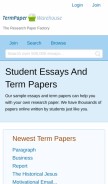 How termpaperwarehouse.com looks like on a mobile device such as an iPhone.