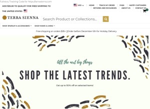 How terrasienna.com looks like on a tablet such as an iPad.