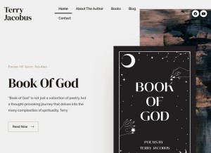How terryjacobusbooks.com looks like on a tablet such as an iPad.