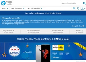 How tescomobile.com looks like on a tablet such as an iPad.