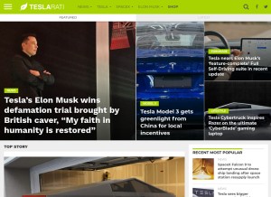 How teslarati.com looks like on a tablet such as an iPad.
