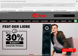 How teufel.de looks like on a tablet such as an iPad.
