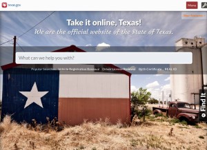 How texas.gov looks like on a tablet such as an iPad.