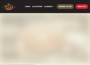 How texasroadhouse.com looks like on a tablet such as an iPad.