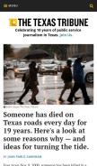 How texastribune.org looks like on a mobile device such as an iPhone.
