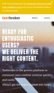 How textbroker.com looks like on a mobile device such as an iPhone.
