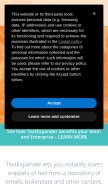 How textexpander.com looks like on a mobile device such as an iPhone.