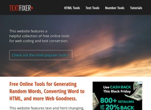 How textfixer.com looks like on a tablet such as an iPad.
