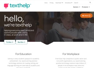 How texthelp.com looks like on a tablet such as an iPad.