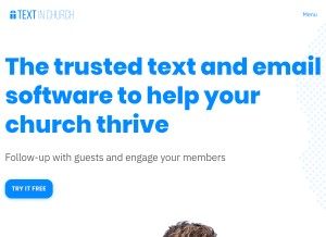 How textinchurch.com looks like on a tablet such as an iPad.