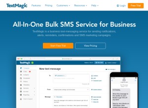 How textmagic.com looks like on a tablet such as an iPad.