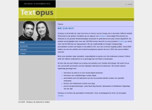 How textopus.nl looks like on a tablet such as an iPad.