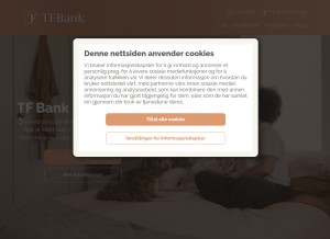 How tfbank.no looks like on a tablet such as an iPad.
