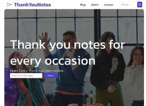How thankyounotes.net looks like on a tablet such as an iPad.