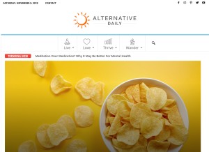 How thealternativedaily.com looks like on a tablet such as an iPad.