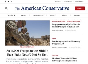 How theamericanconservative.com looks like on a tablet such as an iPad.