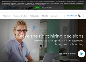How theapplicantmanager.com looks like on a tablet such as an iPad.
