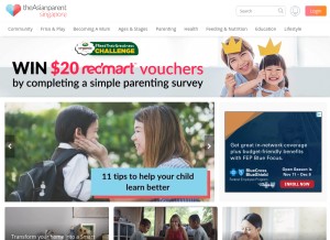 How theasianparent.com looks like on a tablet such as an iPad.