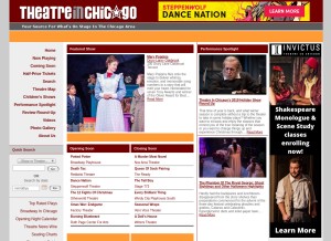 How theatreinchicago.com looks like on a tablet such as an iPad.