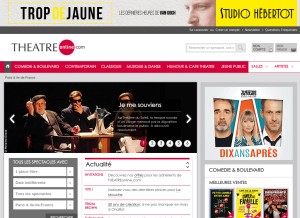 How theatreonline.com looks like on a tablet such as an iPad.