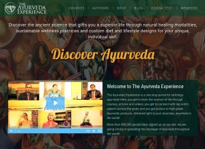 How theayurvedaexperience.com looks like on a tablet such as an iPad.