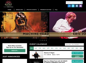 How theaztectheatre.com looks like on a tablet such as an iPad.