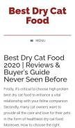 How thebestdrycatfood.com looks like on a mobile device such as an iPhone.