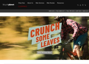 How thebicycleplanet.com looks like on a tablet such as an iPad.