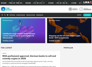 How theblockcrypto.com looks like on a tablet such as an iPad.