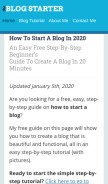 How theblogstarter.com looks like on a mobile device such as an iPhone.
