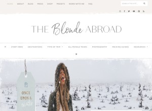 How theblondeabroad.com looks like on a tablet such as an iPad.
