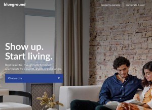 How theblueground.com looks like on a tablet such as an iPad.