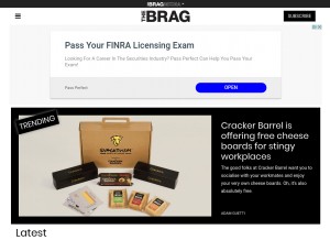 How thebrag.com looks like on a tablet such as an iPad.