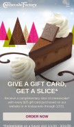 How thecheesecakefactory.com looks like on a mobile device such as an iPhone.