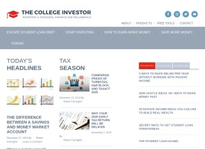 How thecollegeinvestor.com looks like on a tablet such as an iPad.