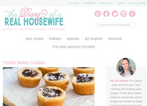 How thediaryofarealhousewife.com looks like on a tablet such as an iPad.