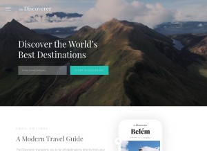 How thediscoverer.com looks like on a tablet such as an iPad.