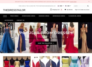 How thedresstailor.com looks like on a tablet such as an iPad.
