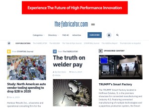 How thefabricator.com looks like on a tablet such as an iPad.