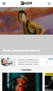 How thefader.com looks like on a mobile device such as an iPhone.