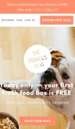 How thefarmersdog.com looks like on a mobile device such as an iPhone.