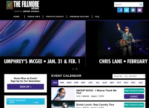 How thefillmoredetroit.com looks like on a tablet such as an iPad.