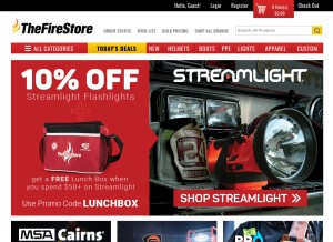 How thefirestore.com looks like on a tablet such as an iPad.