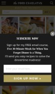How thefoodcharlatan.com looks like on a mobile device such as an iPhone.