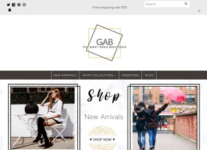 How thegrayareaboutique.com looks like on a tablet such as an iPad.