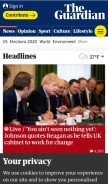 How theguardian.com looks like on a mobile device such as an iPhone.