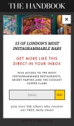 How thehandbook.com looks like on a mobile device such as an iPhone.