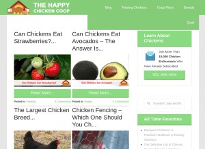 How thehappychickencoop.com looks like on a tablet such as an iPad.