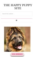 How thehappypuppysite.com looks like on a mobile device such as an iPhone.